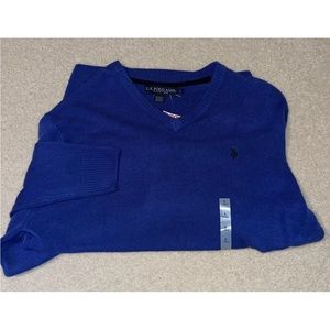NWT US Polo Assn USPA Blue Men’s V Neck Sweater Size L